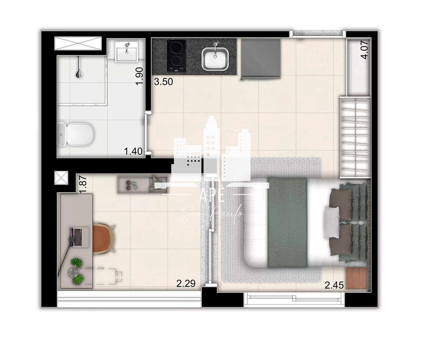 Apartamento à venda com 1 quarto, 23m² - Foto 2